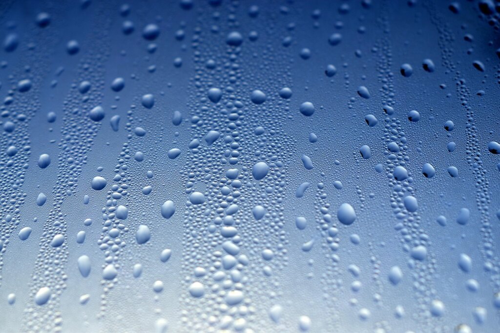 clean dry window without condensation in winter sunny morning