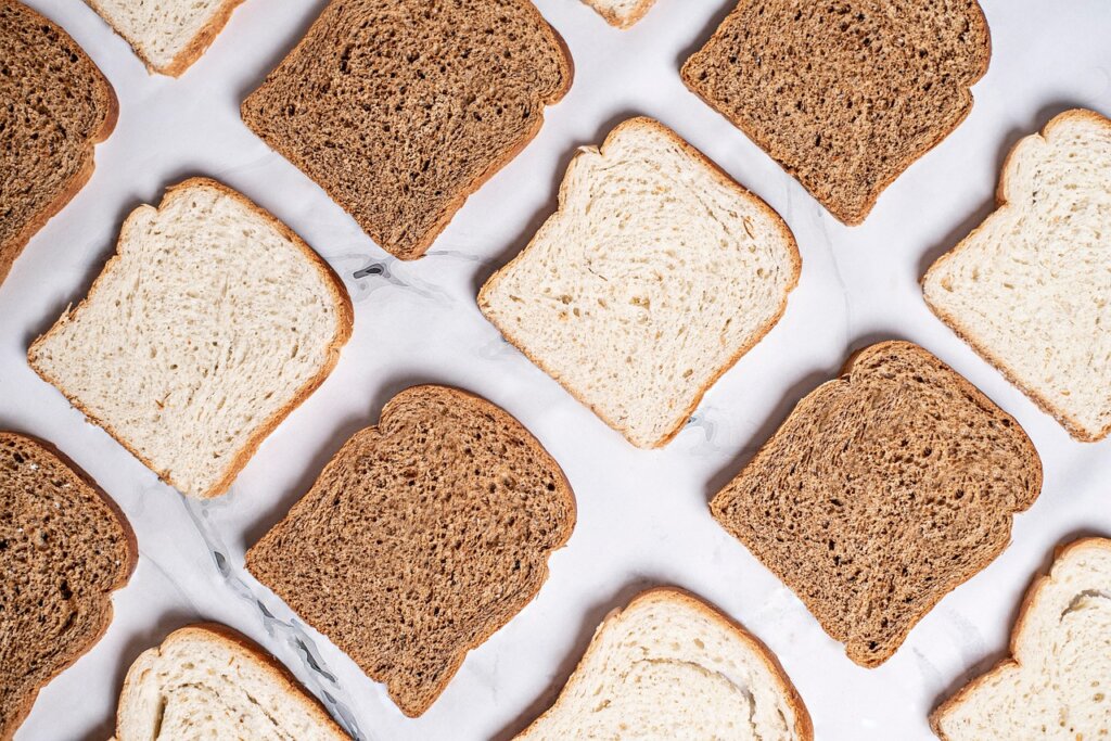 sliced bread individually wrapped in plastic wrap before freezing